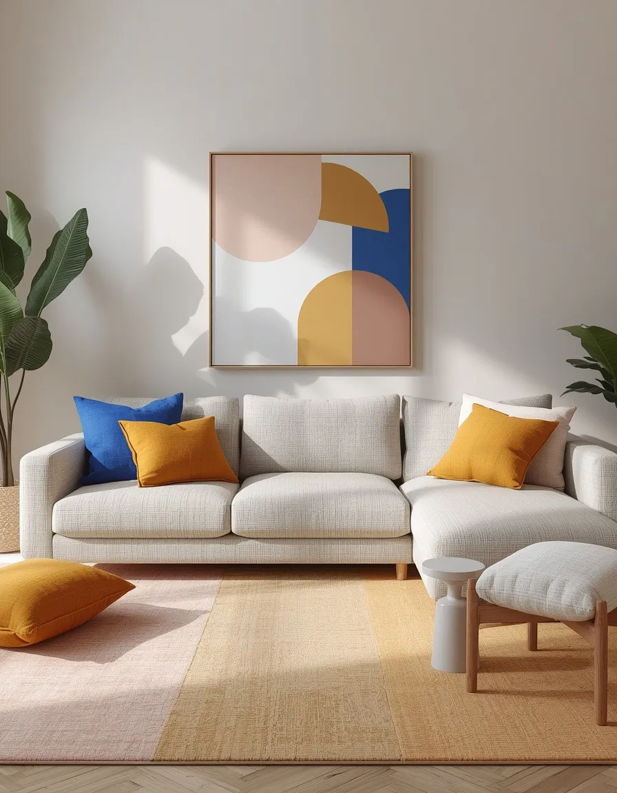 Bold color-block summer living room
