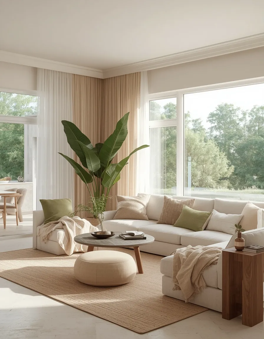 Light airy summer textiles in an open plan