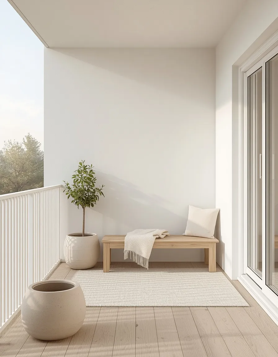 Minimalist Scandinavian apartment balcony