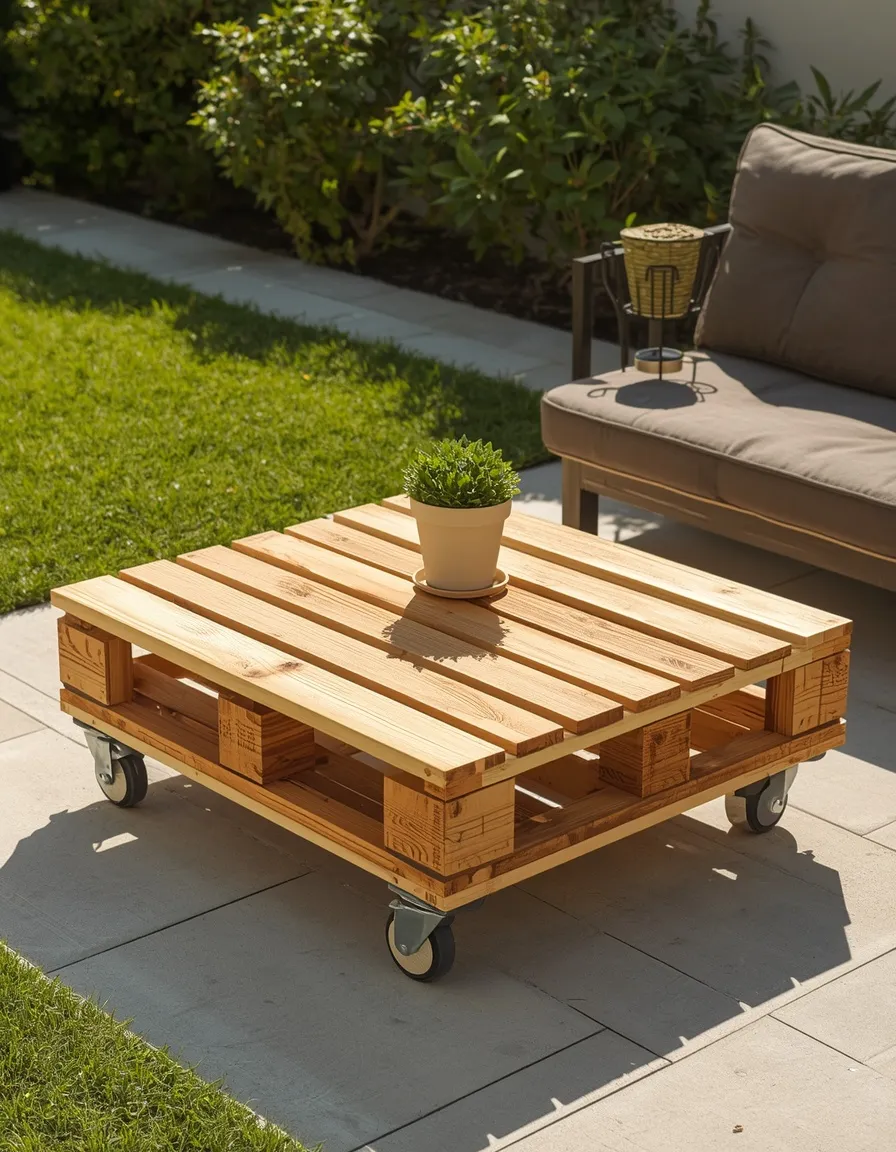 Mobile pallet table on casters